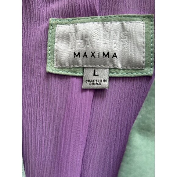 WILSONS LEATHER MAXIMA Suede Blazer Style Jacket Western Lite Green Womens Sz L - Picture 6 of 10